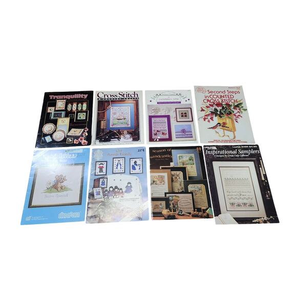 Cross Stitch Books Lot of 8 Various Arts & Crafts Patterns & Designs Needlework - Picture 1 of 6